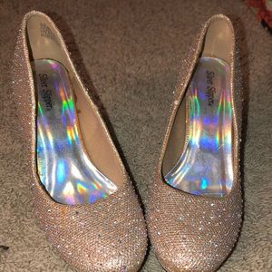 Gold bedazzled heels